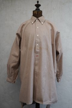 ~1930's brown striped cotton button down shirt NOS