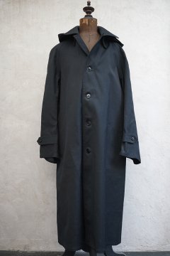 cir. mid 20th c. black rubberized wool rain coat