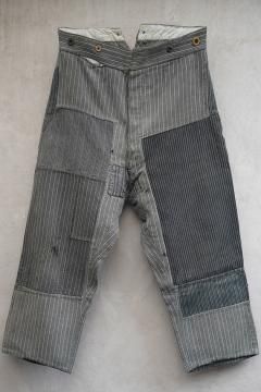 1930's-1940's patched gray pique work trousers