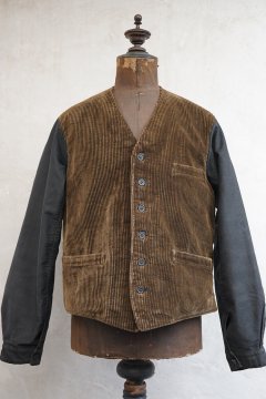 ~1940's brown cord gilet with sleeve