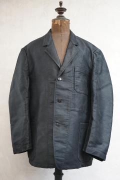 1950's black moleskin lapeled work jacket