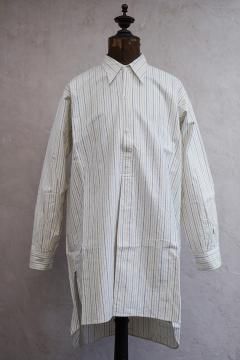 ~1940's indigo striped off white cotton shirt NOS