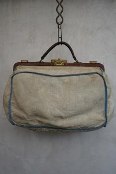 early 20th c. linen covered square bag
