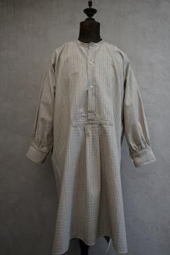 early 20th c. beige  indigo striped cotton shirt