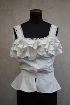 early 20th c. white cotton frilled corcet cover