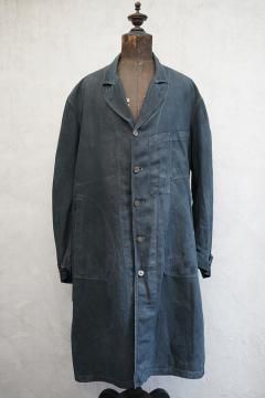 cir. 1930's black linen maquignon coat 