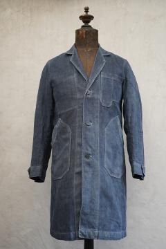 cir.1940-1950's black linen maquignon work coat 