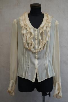 ~1930's beige silk chiffon blouse