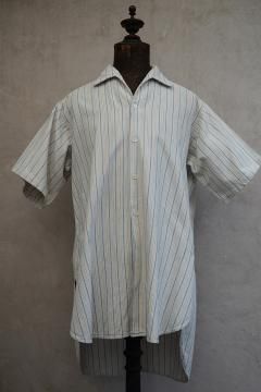 ~1940's striped cotton S/SL shark collar shirt