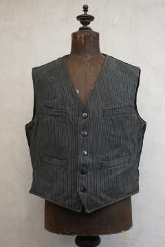 cir.1950's -1960's striped cotton work gilet 