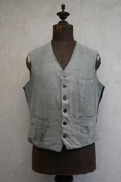 cir.1940's -1950's striped S&P cotton work gilet