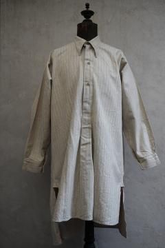 1930's-1940's beige  indigo striped cotton shirt NOS