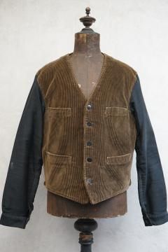 mid 20th c. brown cord gilet with sleeve 