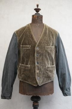 ~1940's brown cord gilet with sleeve