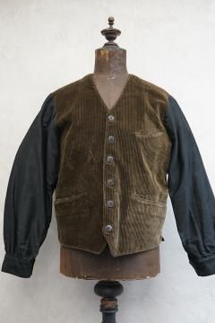 1940's brown cord gilet with sleeves