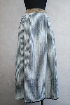 late 19th c. indigo striped linen skirt