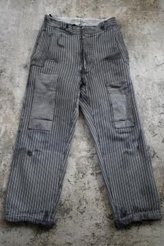 ~1940's gray striped cotton pique work trousers 