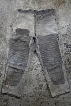 ~1940's stripe printed moleskin work trousers 