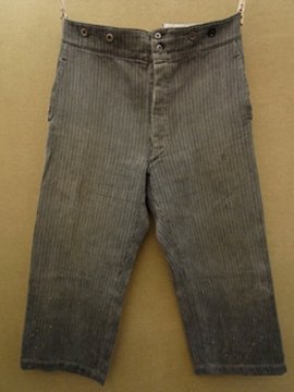 cir. 1930 - 1940's striped cotton work pants