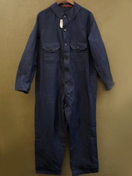 cir. 1940's dead stock blue cotton coverall