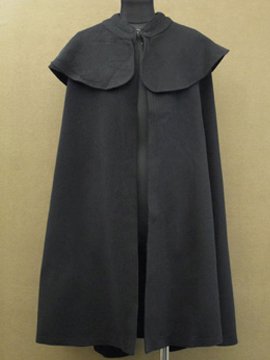 cir. 1930's black wool cape coat