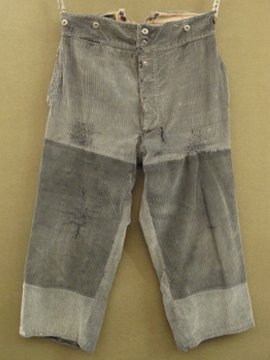 cir. 1930 - 1940's patched cord work trousers