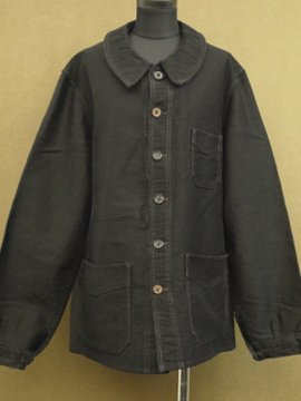 cir. 1930 - 1940's black moleskin work jacket