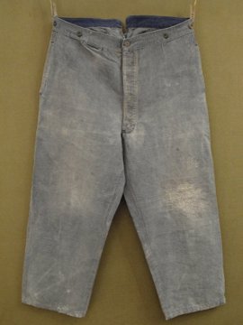 cir.1920 - 1930's blue linen work trousers