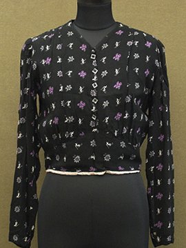 1920 - 1930's printed blouse 