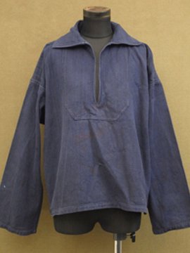 cir. mid 20th c. cotton work blue pullover