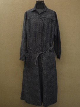 cir. 1940's printed black work coat / dress