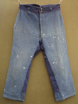 cir. 1940 - 1950's patched blue work trousers