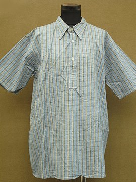 1930 - 1940's dead stock checked cotton shirt S/SL