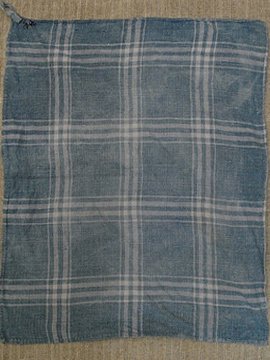 19th c. indigo checked linen cloth I