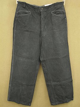 mid 20th c. black linen work trousers