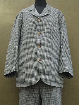 cir. 1930's shepherd checked cotton jacket & trousers set-up
