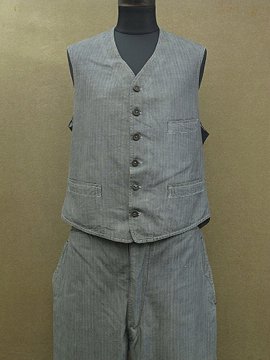 cir. 1930's gray striped gilet & trousers set up