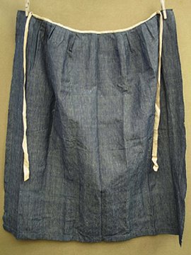 19th c. dead stock indigo long apron