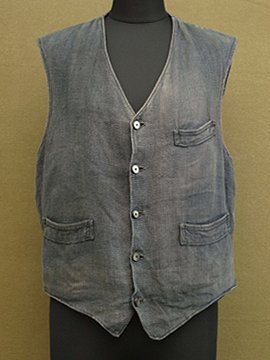cir.1920-1930's indigo linen gilet