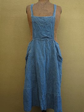 cir. early 20th c. indigo linen apron