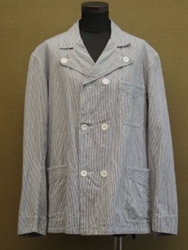 mid 20th c. striped cook/butcher jacket - フレンチ・ヴィンテージ 