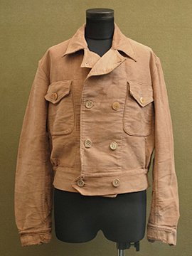 cir.mid 20th c double-breasted brown moleskin jacket