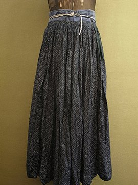 cir.1940's printed indigo skirt 