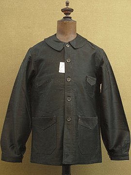 cir. 1930-1940's black moleskin work jacket dead stock
