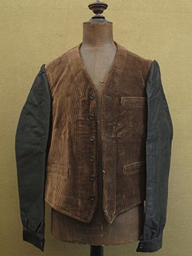 cir.1930-1940's brown cord gilet/jacket dead stock