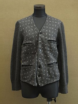 cir.1930's gray knitted wool cardi/jacket
