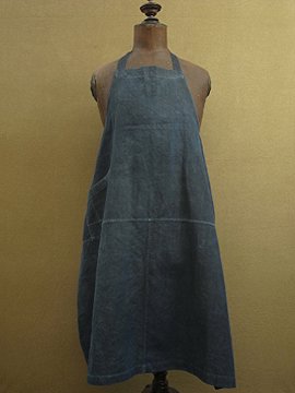 early 20th c. indigo linen apron
