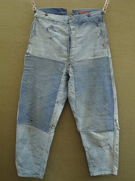cir.1940's Adolphe Lafont blue moleskin work trousers 