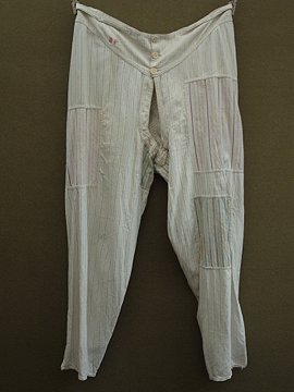 cir. early 20th c. cotton underpants patched