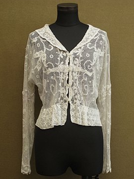 early 20th c. filet lace blouse L/SL